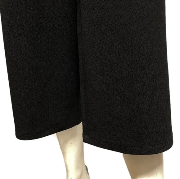 Rachel Zoe | Black Jumpsuit Crop Wide Leg Pants Stretch Grommet Tie Waist Size 6 - Picture 4 of 15